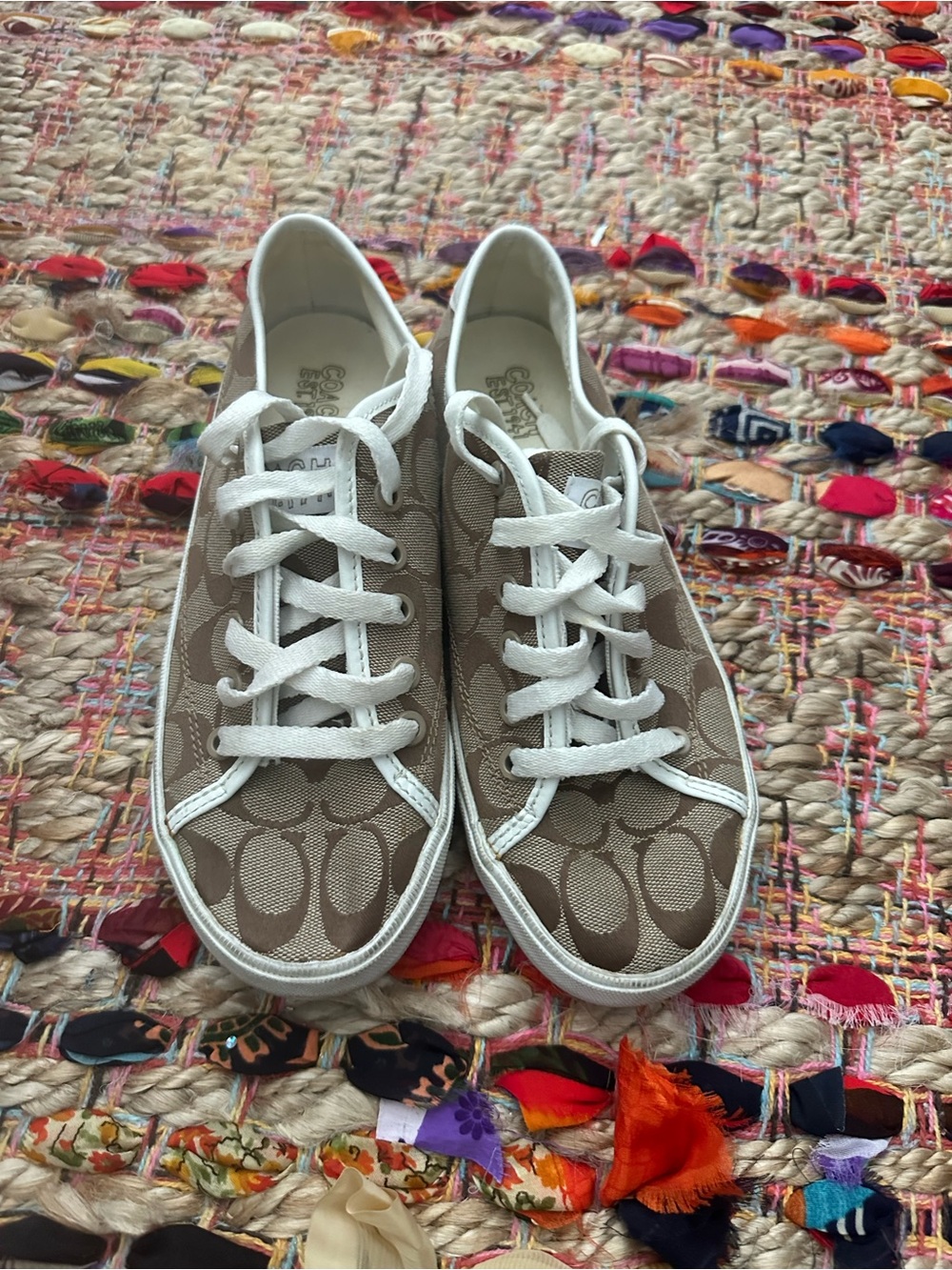 Coach Tan Signature Canvas Bev Sneakers Size 7.5